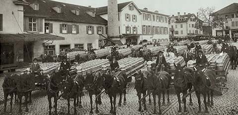 milk arrival in Cham, Switzerland
